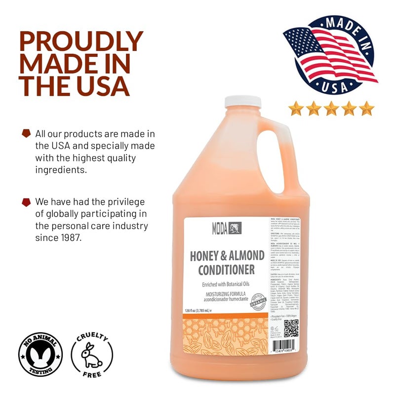 MODA - Moisturizing Conditioner for all Hair Types, Honey Almond, 128 Oz, Professional - Strengthens, Moisturizes, Leaves Hair Soft and Shiny, Adds Volume, Protects Color and Restore - Image 4
